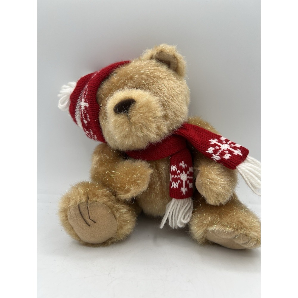 🧸ACG Inc. Christmas Plush Teddy Bear–8" Holiday Bear with Hat, Scarf & Magnetic